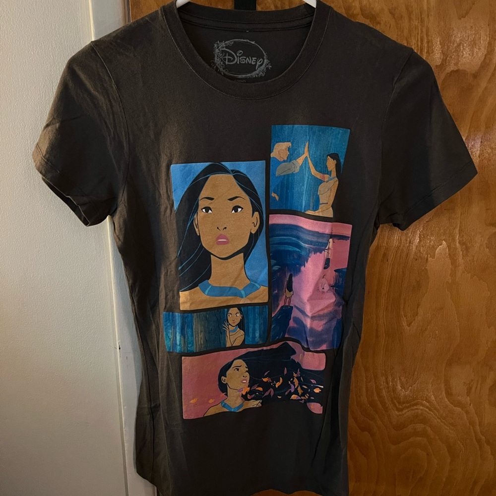 Disney Pocahontas Graphic Tee - Black with Blue & Pink Panels